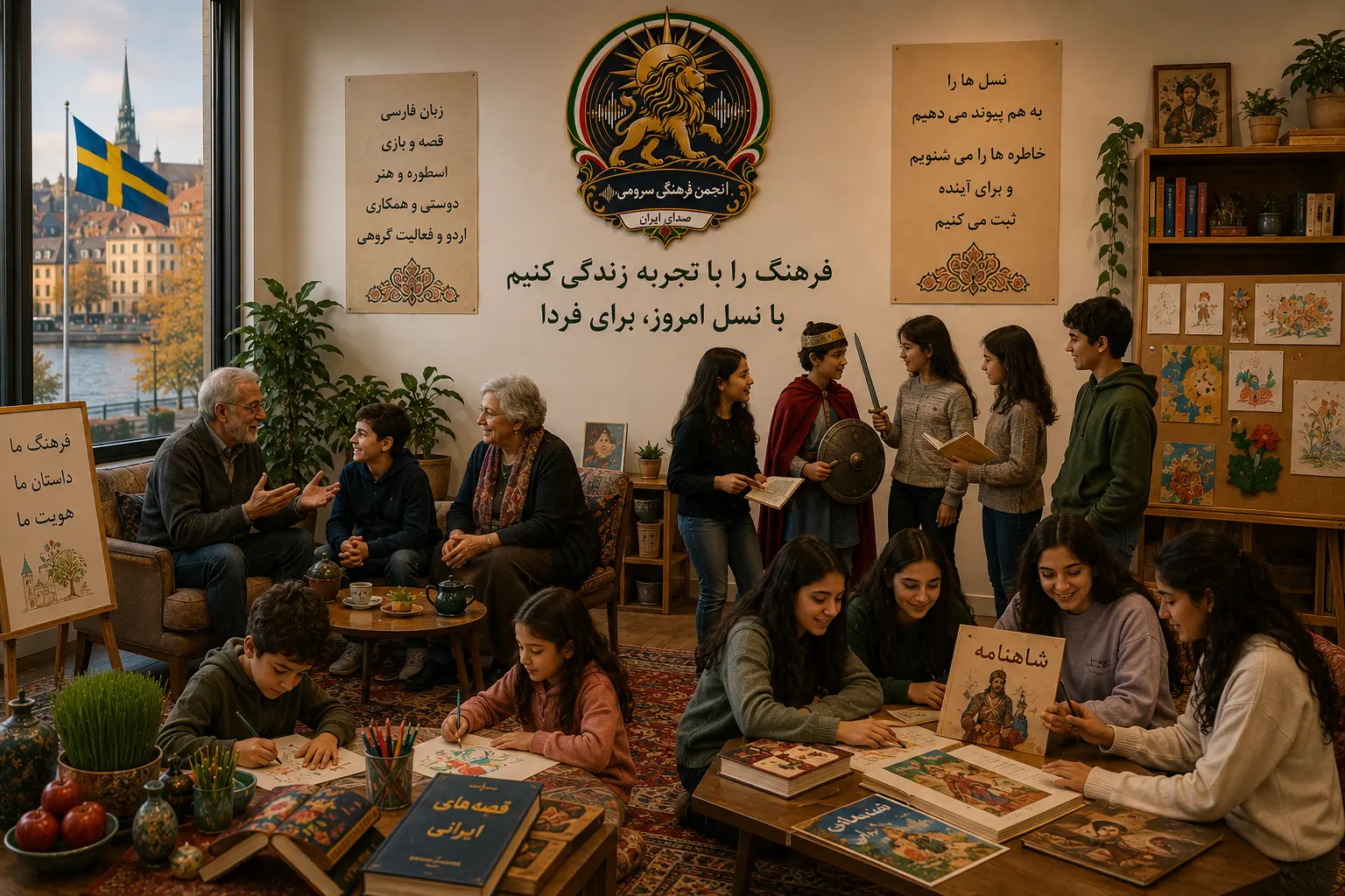 کودکان و نوجوانان ایرانی یا ایرانی‌تبار خارج از کشور رابطه‌ای متفاوت با ایران و فرهنگ خانوادهٔ خود دارند.‏ بسیاری از آن‌ها در محیطی بزرگ می‌شوند که زبان، مدرسه، دوستان و تجربه‌های روزمره‌شان با نسل والدین متفاوت است.‏ به همین دلیل، اگر ارتباط با فرهنگ ایرانی فقط از طریق باید و نباید یا آموزش رسمی برقرار شود، ممکن است برای آن‌ها دور و بیگانه به نظر برسد.‏ در انجمن سرومی می‌توان برنامه‌هایی طراحی کرد که فرهنگ را از طریق تجربه منتقل کنند؛ مانند زبان فارسی از راه قصه و بازی، آشنایی با اسطوره‌های ایرانی، نقاشی، تئاتر، شاهنامه برای نوجوانان، اردو و فعالیت‌های گروهی.‏ همچنین پروژه‌های بین‌نسلی می‌توانند نقش مهمی داشته باشند؛ برای مثال کودکان و نوجوانان با پدربزرگ‌ها و مادربزرگ‌های خود دربارهٔ کودکی، شهر، مدرسه، بازی‌ها و خاطراتشان گفتگو کنند و این روایت‌ها را ثبت کنند.‏ در چنین فضایی، فرهنگ از یک موضوع آموزشی به یک رابطهٔ زنده میان نسل‌ها تبدیل می‌شود.‏